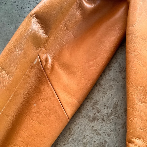 Vintage Eau De Cuir Unique Orange Leathe Jacket - Picture 8 of 12